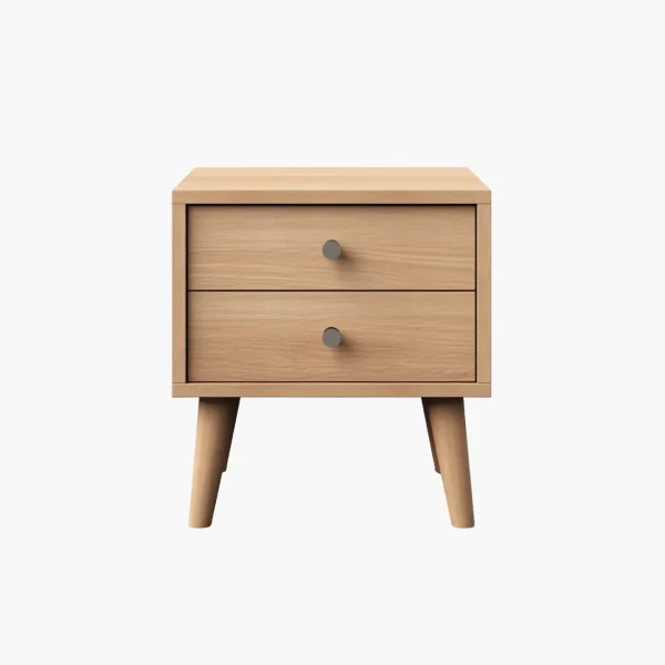 Modern 2-Drawer Wooden Nightstand