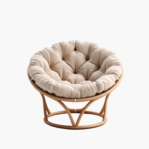 product-9 Modern Papasan Lounge Chair with Plush Cushion